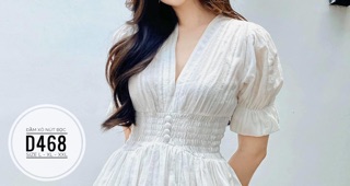 Bigsize Đầm xô nút bọc D468