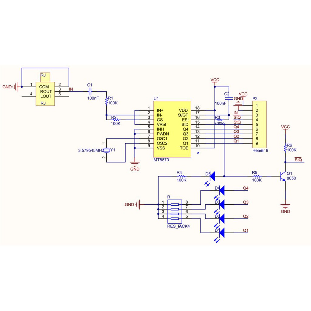 Module MT8870 DTMF module giải mã keytone kde2194