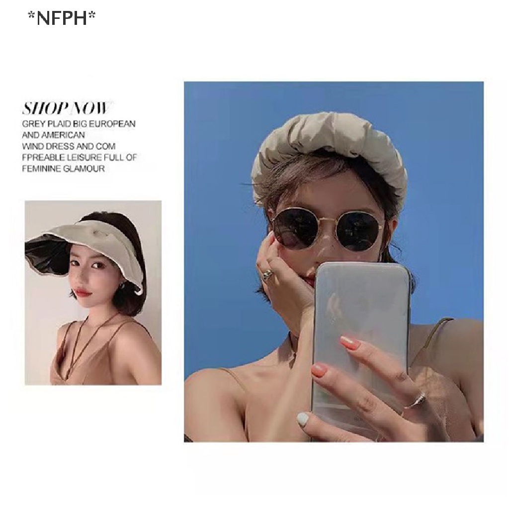 Nón Lưỡi Trai Hở Chóp Che Nắng Kèm Băng Đô Hình Vỏ Sò Cho Nữ