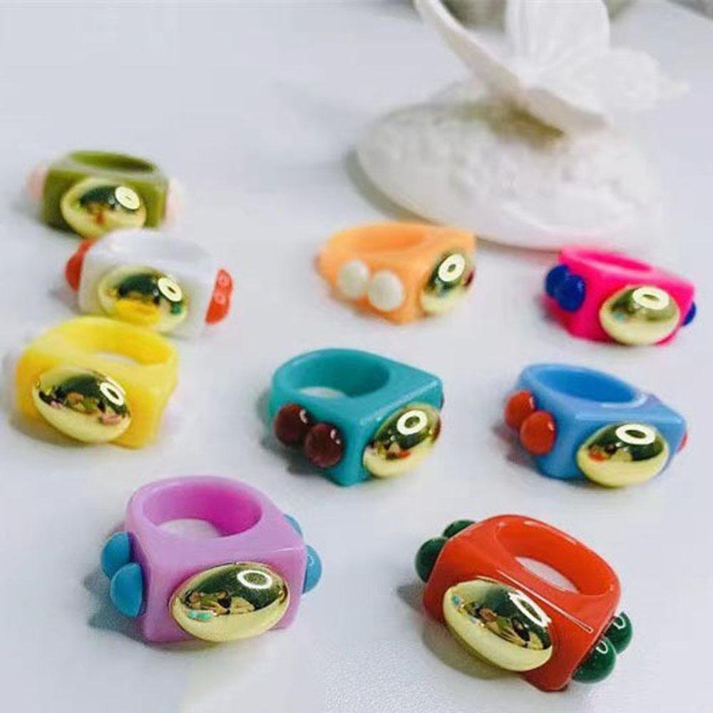 VANES1 Nhẫn Thời Trang Bằng Nhựa Resin Hình Oval / Chữ Nhật Bản Phong Cách Mới 2021 Cho Nam