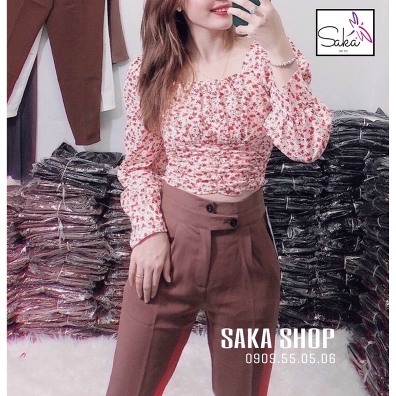 Quần tây baggy công sở nút lệch vati tuyết mưa