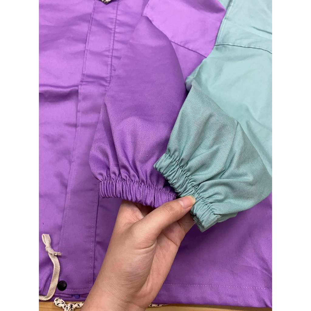 Áo Khoác Kaki RAINY Nữ   Jacket bigsize tay bồng bánh bèo pastel màu Tím | Xanh Ulzzang HOT