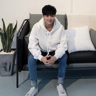 Hoodie form rộng nam unisex nữ đôi trơn trắng đen có mũ đẹp chất nỉ phong cách trẻ trung Hàn Quốc cho cặp đôi
