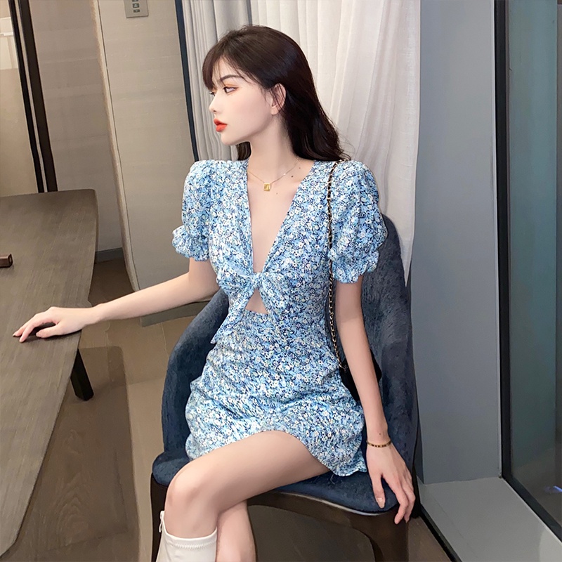 Đầm chữ a hoa nhí tay ngắn mini Emilyshop