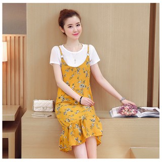 Set yếm form suông đuôi cá kèm áo lót hoa nhí vàng hotgirl