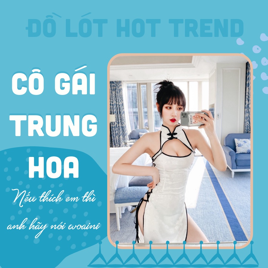 [[SẴN HÀNG] SET đầm ngủ sexy cổ trang sườn xám Trung Hoa cao cấp - Tặng kèm quần chip G-string lọt khe siêu gợi cảm