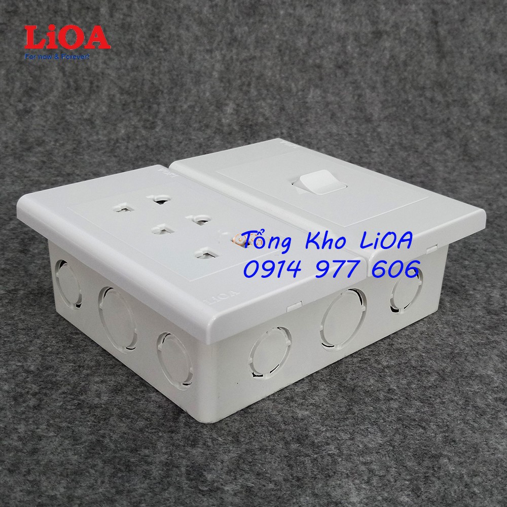 Combo ổ cắm điện ba 2 chấu LiOA 16A 3520W + 1 công tắc điện - Lắp âm tường