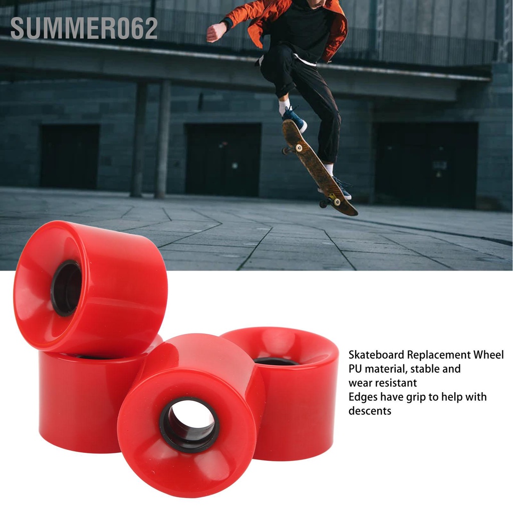 Summer062 4 CÁI PU thay thế bánh xe trượt ván Độ ồn thấp Bánh lăn lướt sóng trên đất liền