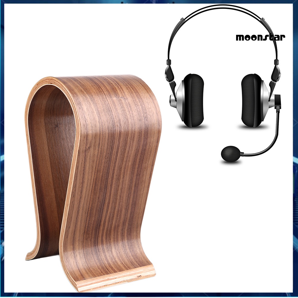 MN_moonstar Universal U-Shaped Wooden Stand for On-Ear Over-Ear Around-Ear Headphone Headset