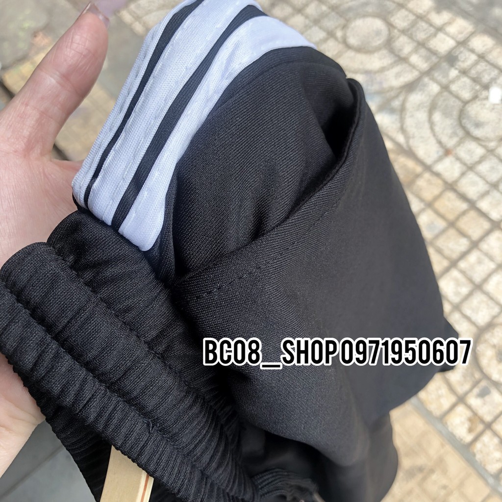 Quần 3 Sọc Suông Unisex màu đen Basic