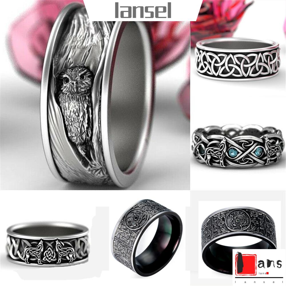 Nhẫn hình sói khổng lồ phong cách gothic rock thần thoại Bắc Âu thời trang halloween cho nam