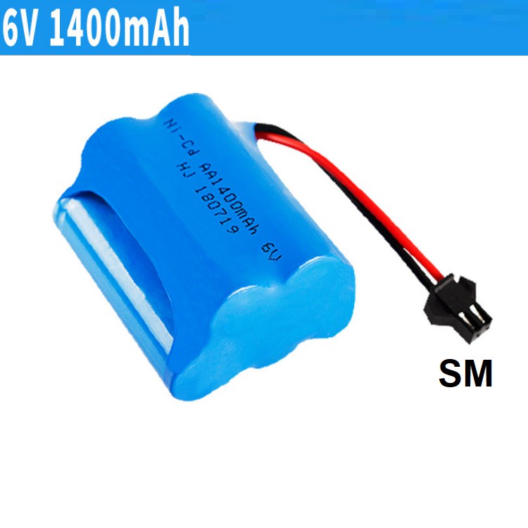 Bộ pin và cáp sạc 6v 1400mah pin ghép 2 hàng dùng cho xe mô hình điều khiển từ xa