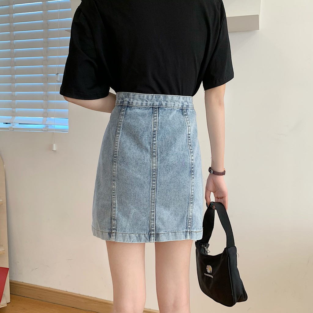Xiaozhainv Chân Váy Denim Dáng Ôm Phong Cách Retro Hàn Quốc | BigBuy360 - bigbuy360.vn