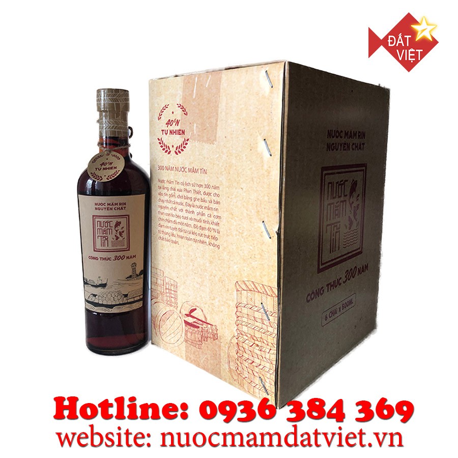 Nước mắm Tĩn Phan Thiết nhãn đỏ 40 độ đạm thùng 6 chai 500ml