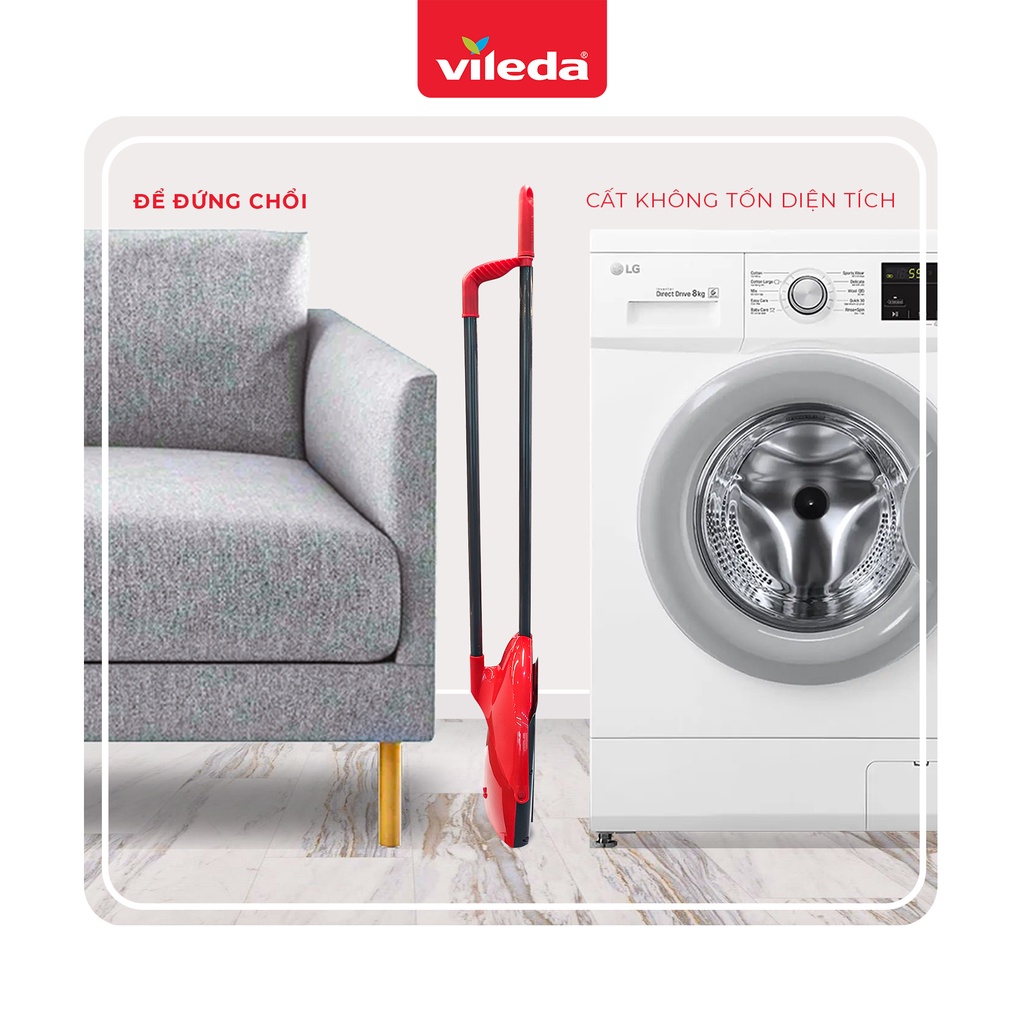 Chổi quét nhà VILEDA Clean&amp;Close 2in1 gồm chổi và hót rác, lông chổi bằng nhựa chống cong vênh - TSU159114