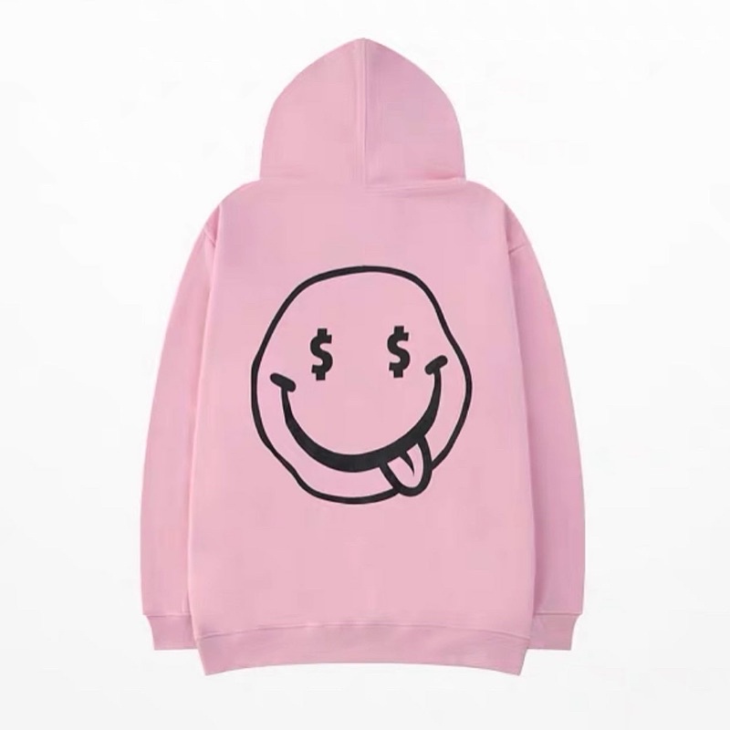 [DEAL SỐC] Áo hoodie nỉ lót lông cao cấp ulzzang nam nữ basic màu hồng hình mặt cười | BigBuy360 - bigbuy360.vn