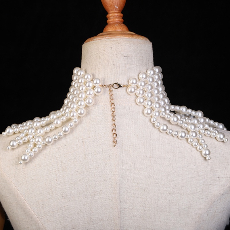 Vòng Cổ Choker Kết Hạt Ngọc Trai Nhân Tạo Handmade Thời Trang Cho Nữ