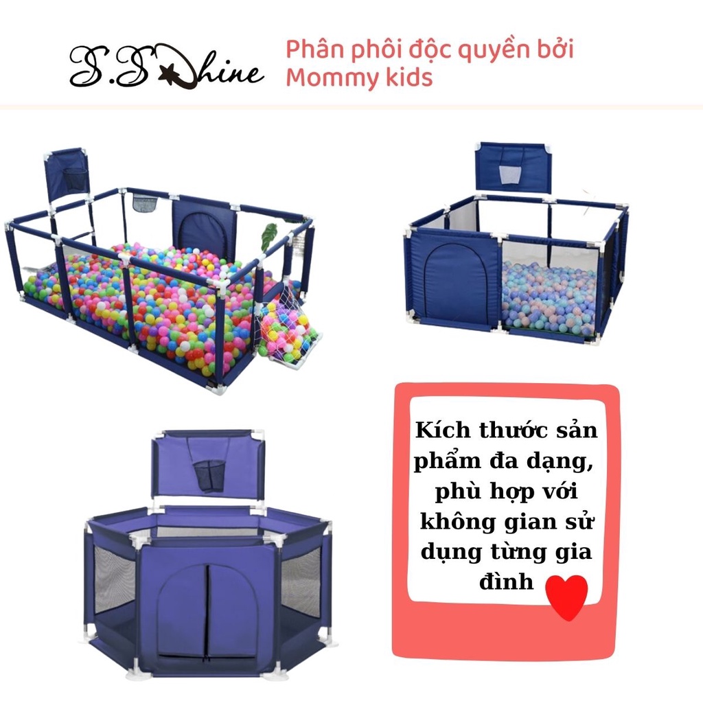 Quây cũi S.SHINE cho bé chất liệu nhự khung ninox hình lục giác, hình vuông