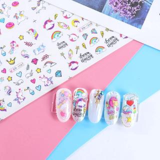 1 miếng dán móng tay hình kỳ lân dễ thương