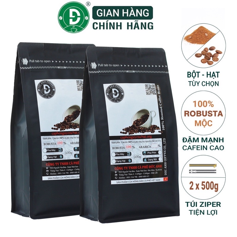 0,5 kg Cà Phê Robusta Rang Mộc Nguyên Chất DUC ANH COFFEE đậm vị thành phần 100% Robusta Buôn Ma Thuột cafe từ Đắk Lắk