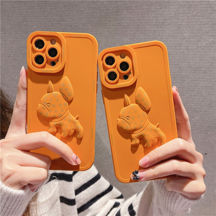 Ốp lưng iphone Bulldog nổi 3D cạnh vuông 7plus/8plus/x/xs/11/12/13 pro/max/plus/promax 13promax Dino Case