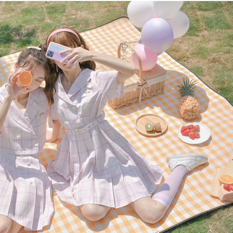 Đầm caro hồng đáng yêu cao cấp Dory's Closet