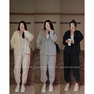 (Ảnh thật) Set áo khoác nỉ nhung tăm kéo khoá kèm jogger CHẤT ĐẸP the.sweaterweather TSW