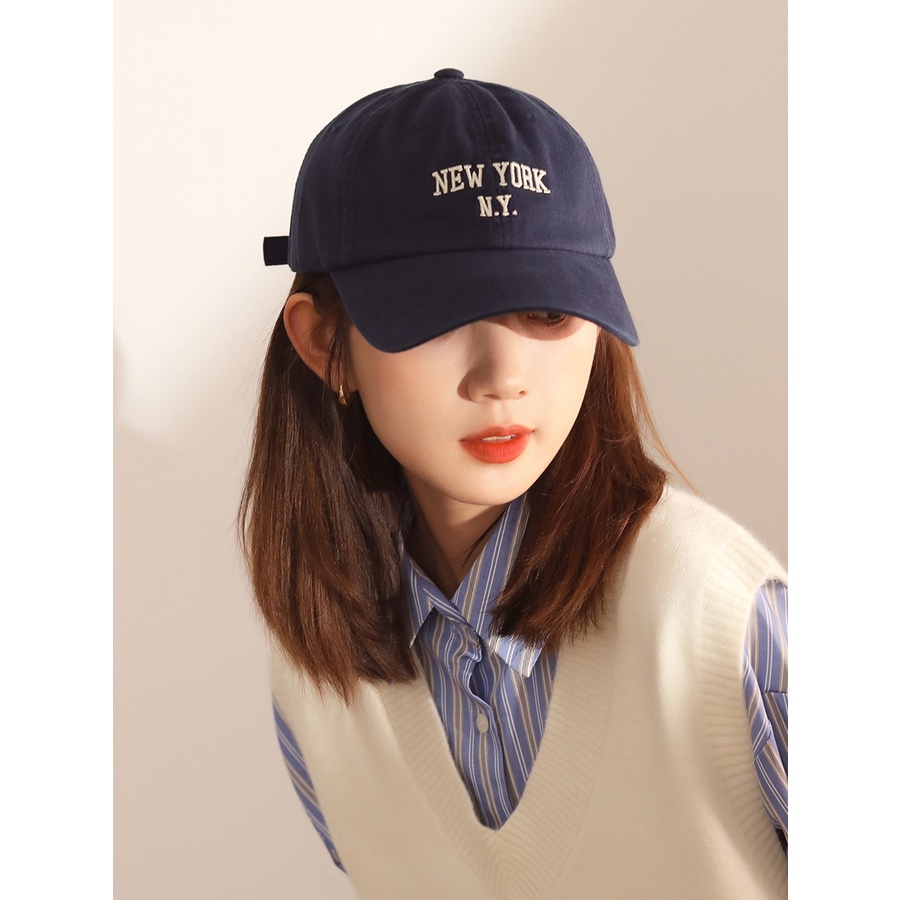 Mũ lưỡi trai nón kết vải mềm thêu chữ New York phong cách ulzzang Unisex Hàn Quốc