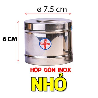 Hộp gòn inox vita đúc nhỏ 7.5cm x 6cm có nắp