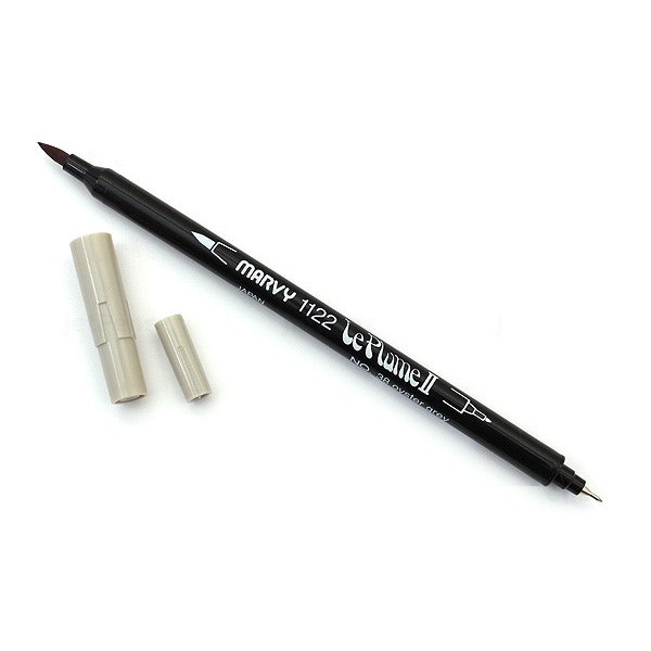 Bút lông đầu cọ viết calligraphy Marvy Le Plume II Double-Sided Watercolor Marker - Màu xám nhạt (Oyster Grey - 38)