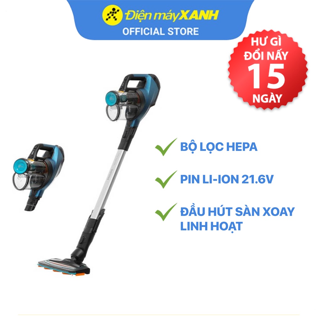 Máy hút bụi cầm tay không dây Philips FC6728 có đầu hút cho xe hơi - Chính hãng BH 2 năm