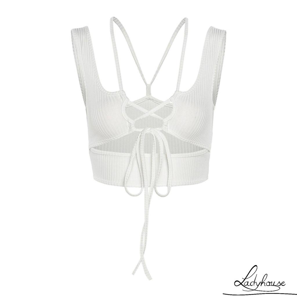 Áo Ba Lỗ Cổ Chữ V Hở Rốn Màu Trơn Thời Trang Gợi Cảm Cho Nữ