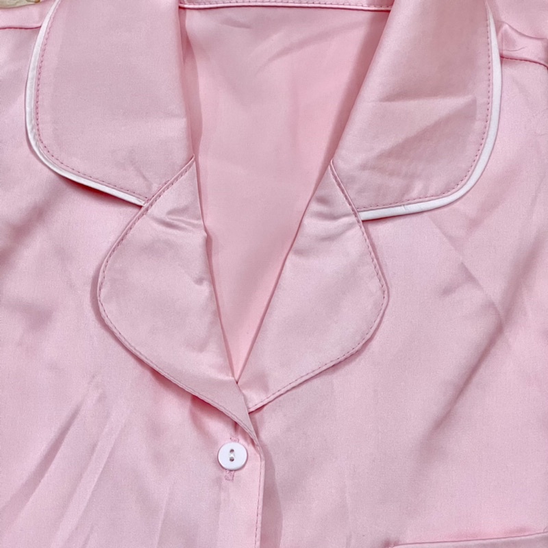 Bộ Lụa Pijama - chất Latin trơn màu hồng ,Vải mềm mịn mát, quần dài , đùi