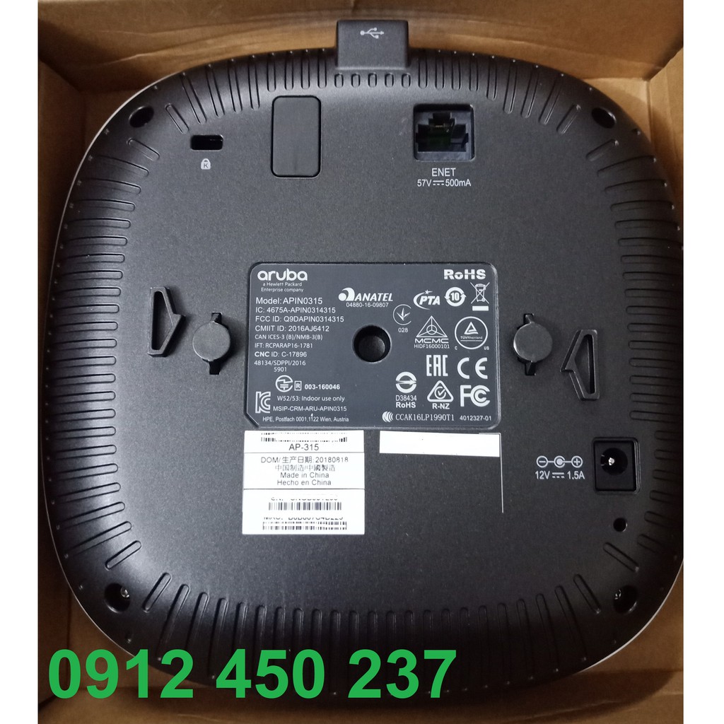 Thiết bị phát sóng wifi Aruba IAP-315 gồm nguồn 12V, chân đế treo trần | BigBuy360 - bigbuy360.vn