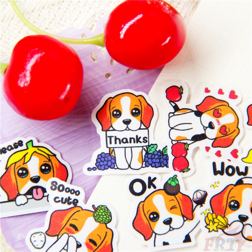 ★★★ Miếng Dán Hình Chó Beagle Q-3 Trang Trí Nhật Ký ★★★ Bộ 48 Miếng Sticker Dán Trang Trí Album Thủ Công