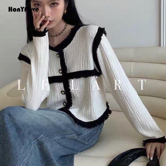 Honypove Áo Khoác Mỏng Tay Dài Cổ Tròn Thời Trang Cho Nữ