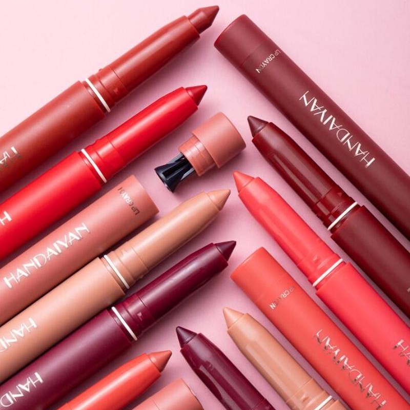 Son Môi Dạng Bút 6 Màu Nhung Lì Tự Nhiên Tùy Chọn Chống Nước Không Phai