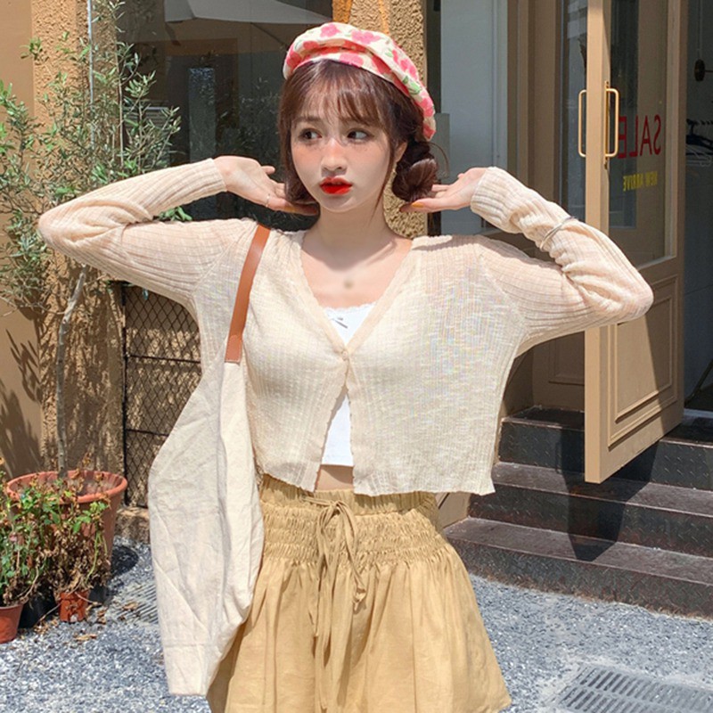 Áo khoác cardigan cổ tim phong cách trẻ trung thời trang cho nữ