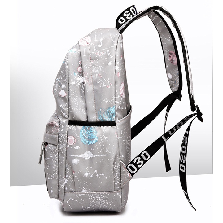 Balo nữ vải dù chống nước họa tiết galaxy phong cách Hàn Quốc size 42cm BALO-539