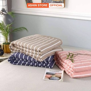 Chăn Mền Thu Đông Cotton Đũi Kẻ Muji Nhật Bản Cotton Kích Thước 2mx2m3 Siêu Nhẹ Chăn Lông ASHIN