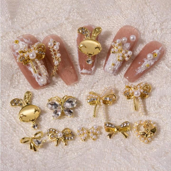 Charm gấu nail, charm bướm nail quốc dân phong cách hàn quốc
