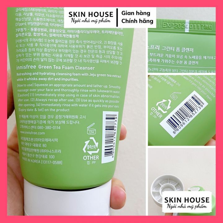 Sữa Rửa Mặt Trà Xanh Innisfree Green Tea Foam Cleanser 150ml Làm Sạch Sâu & Ngăn Ngừa Mụn | BigBuy360 - bigbuy360.vn