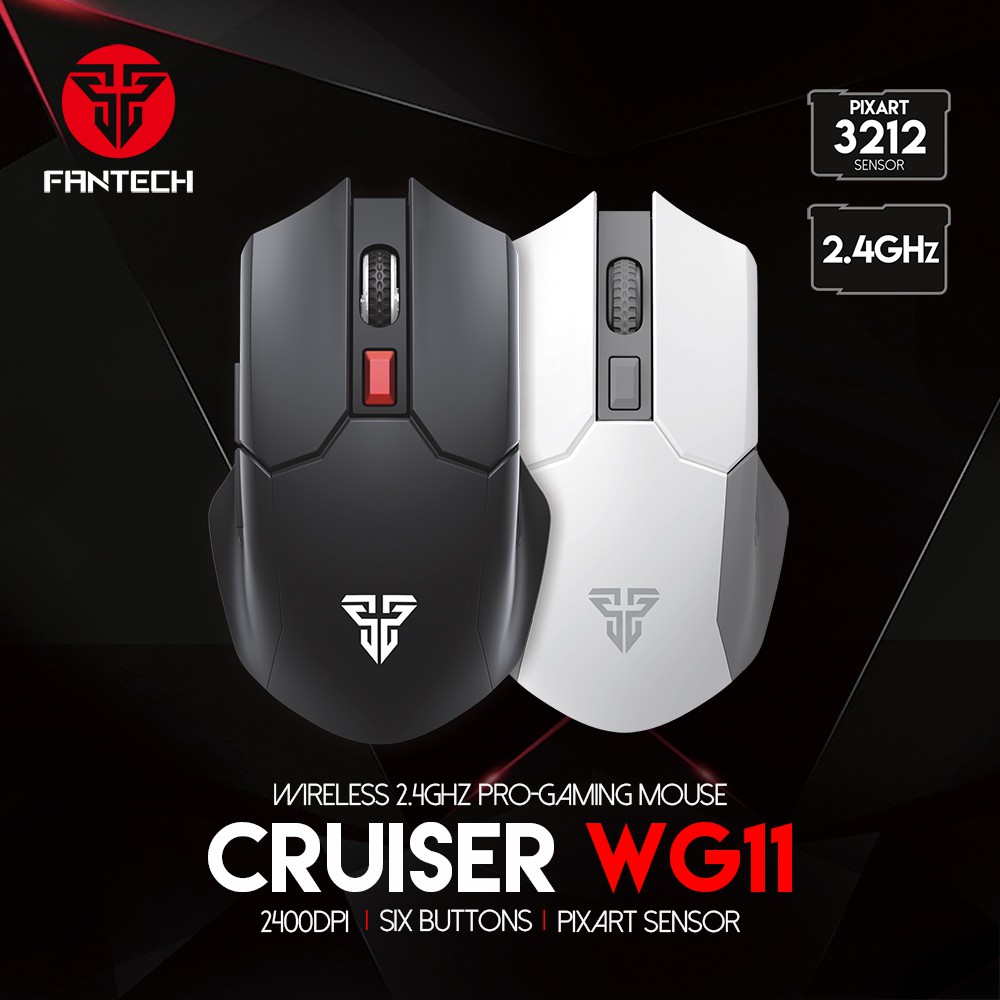 Chuột Gaming Không Dây Fantech WG11 CRUISER 2400DPI PIXART 3212 6 Phím Macro Dùng Pin AA