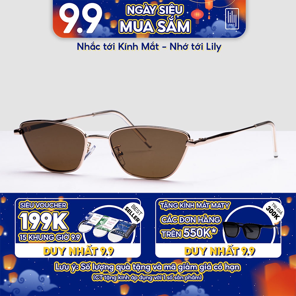 Kính râm nam nữ LILYEYEWEAR chống UV400 chất liệu kim loại thiết kế phong cách thời trang mới lạ 3438