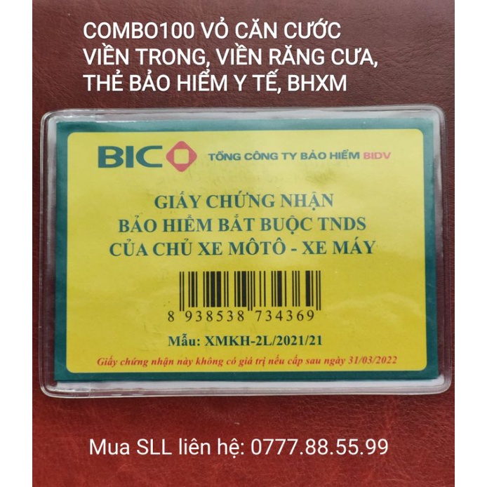 Vỏ bọc căn cước công dân, bảo hiểm xe máy, bảo hiểm y tế, chất liệu Nhựa PvC Siêu Trong Suốt, Siêu Dẻo Có Nắp...