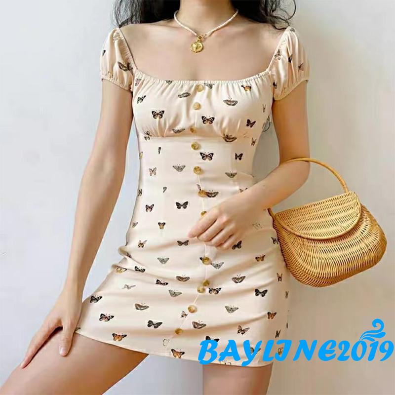 Đầm Chữ A Tay Ngắn Họa Tiết Bướm Cho Nữ | BigBuy360 - bigbuy360.vn