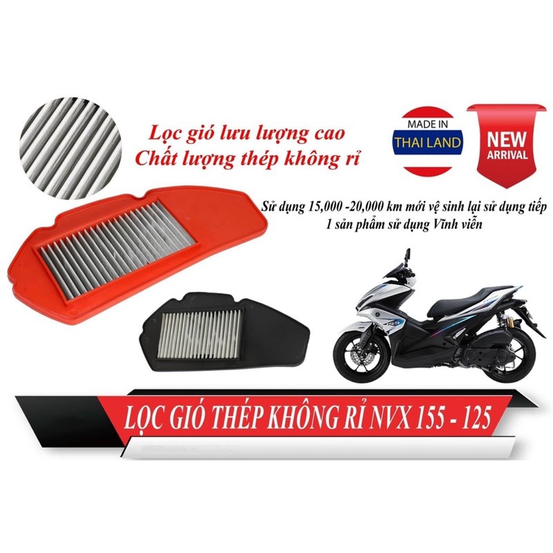 LỌC GIÓ THÉP ĐỘ GSX150 WINNER SONIC150 EXITER NVX155 CLICK125 VARIO SHMODE PCX150