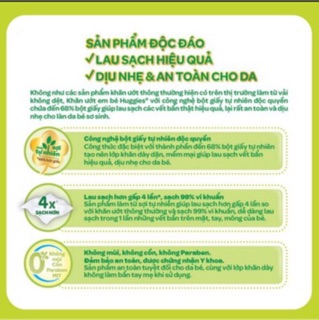 Khăn giấy ướt Huggies không mùi/ ca cao bơ hạt mỡ 64 -72 miếng/gói