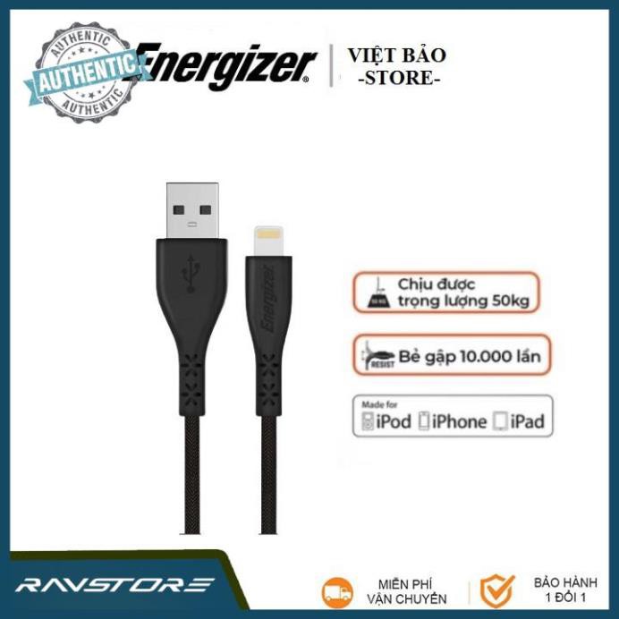 [HÀNG CHÍNH HÃNG] Cáp Sạc iphone Energizer siêu bền , dài 1.2M ( usb-A to Lightning)- Bảo hành 6 tháng