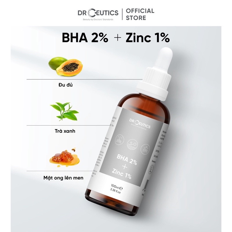 Serum bha 2% + zinC 1% drceutics giảm mụn, phục hồi da sau mụn- Út store